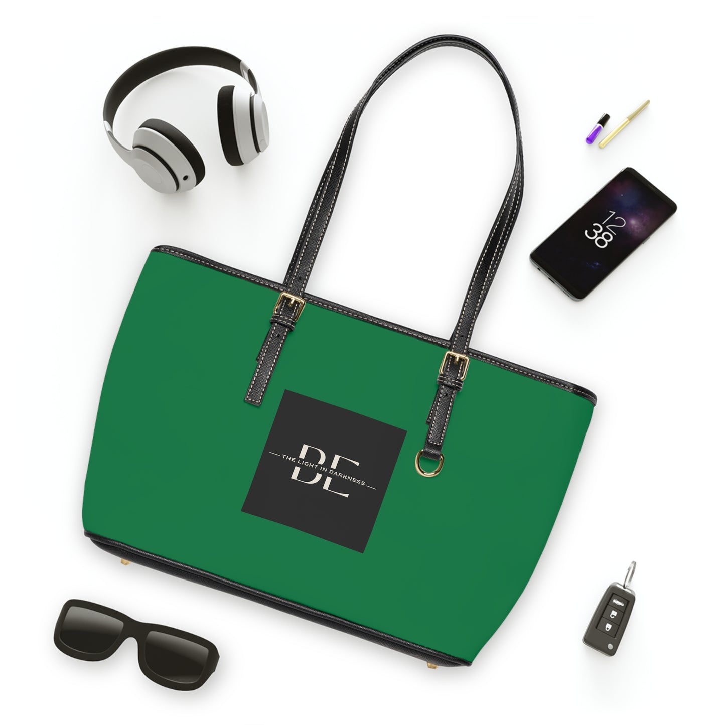 Be The Light in Darkness - Green PU Leather Shoulder Bag