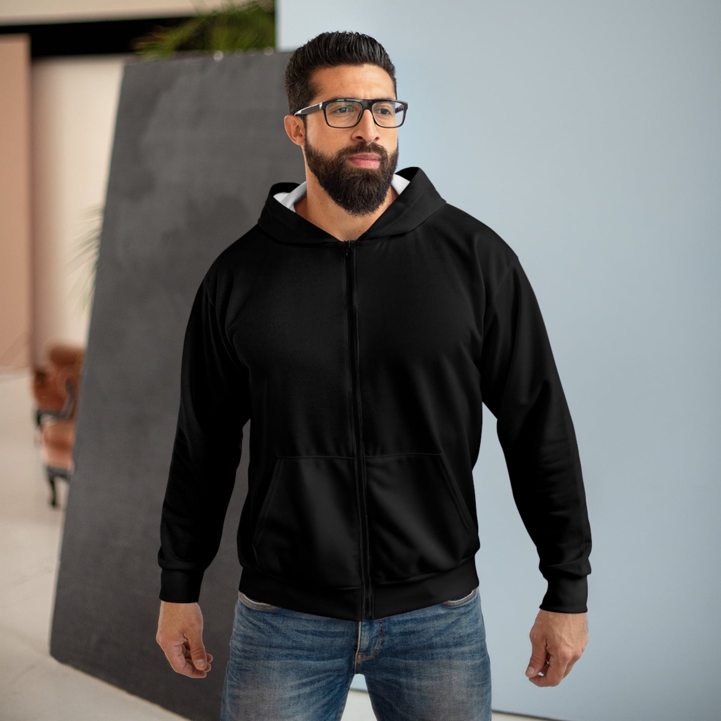 Black Journey Geared Zip Hoodie (fits like a jacket).