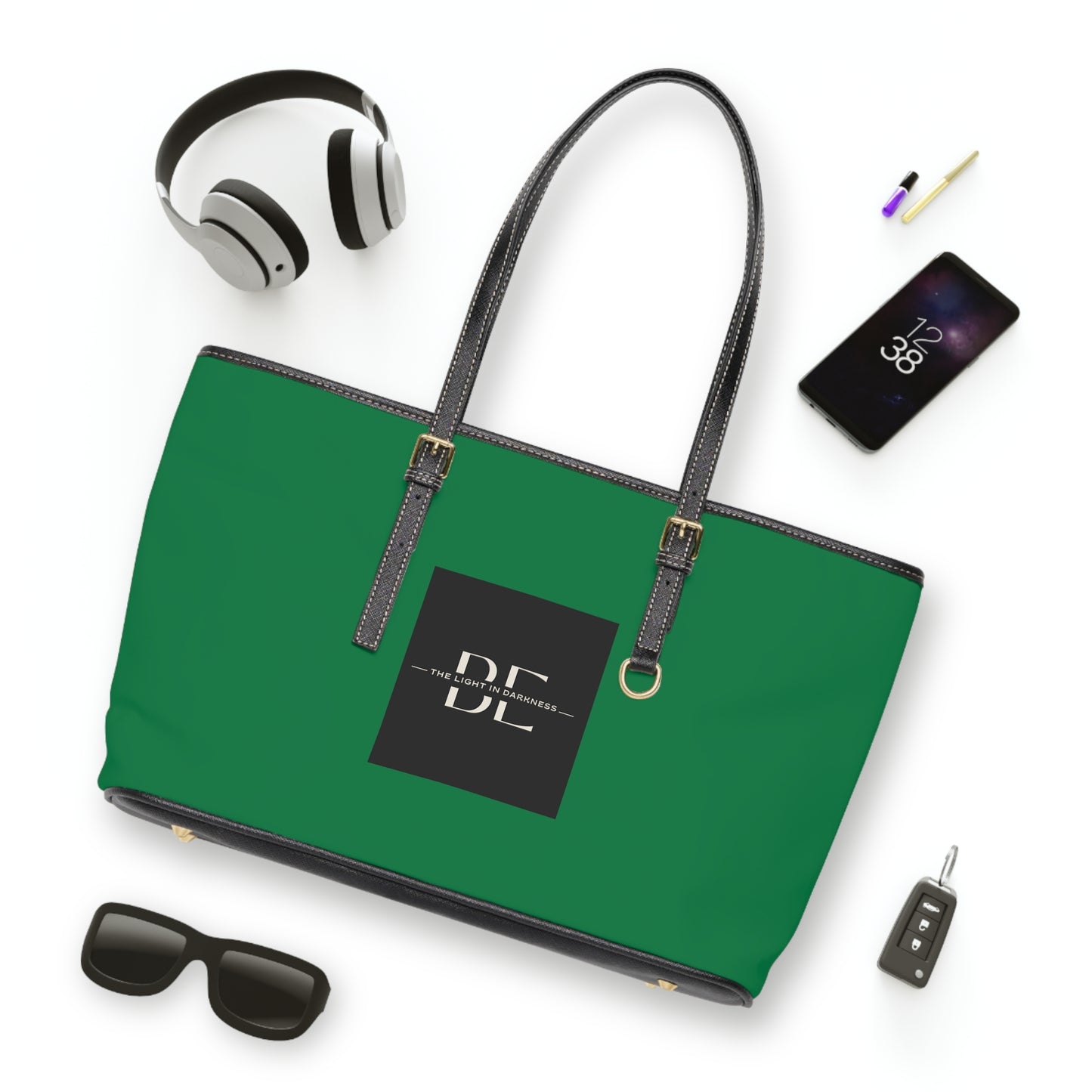 Be The Light in Darkness - Green PU Leather Shoulder Bag